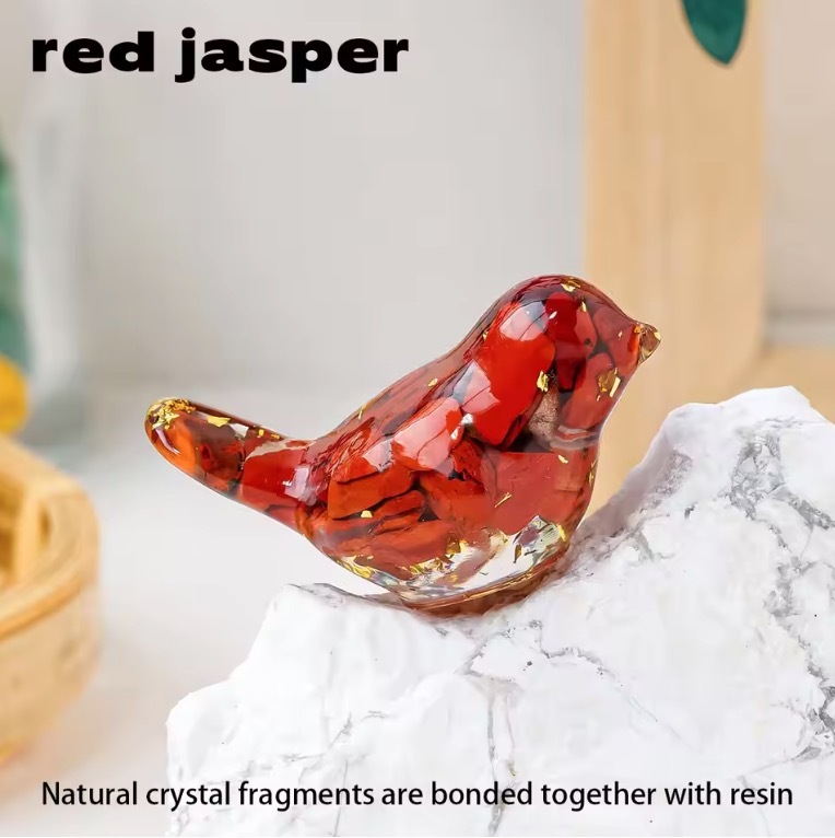 Natural Crystal Resin Amethyst Macadam Little Birdie Christmas Tabletop Decoration Crafts Home Decoration