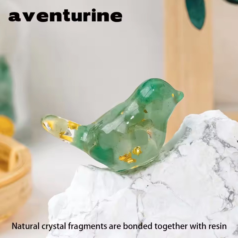 Natural Crystal Resin Amethyst Macadam Little Birdie Christmas Tabletop Decoration Crafts Home Decoration
