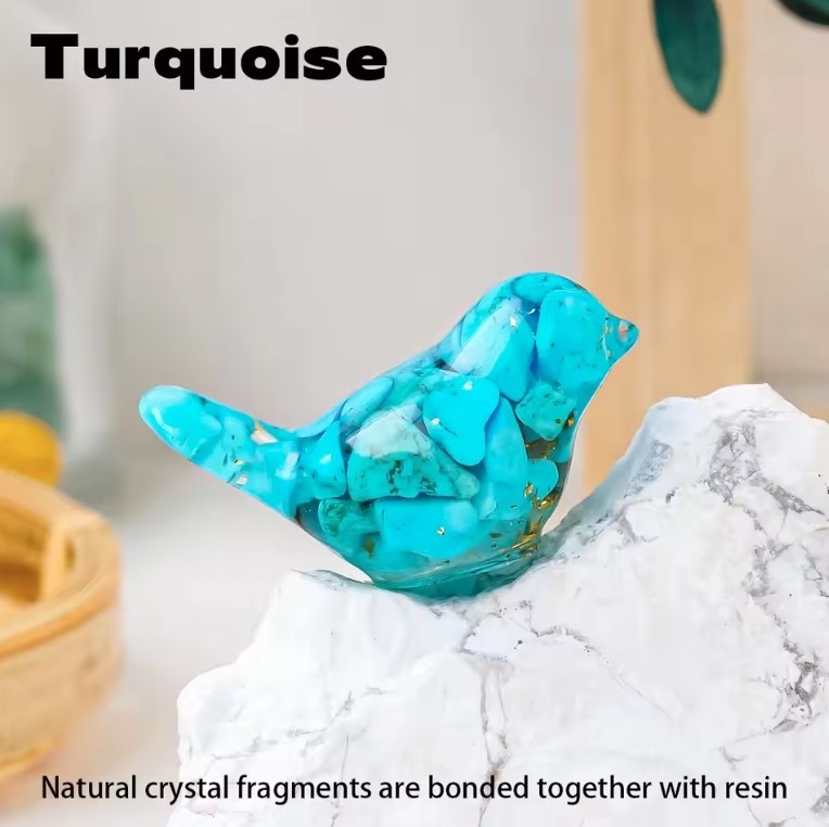 Natural Crystal Resin Amethyst Macadam Little Birdie Christmas Tabletop Decoration Crafts Home Decoration
