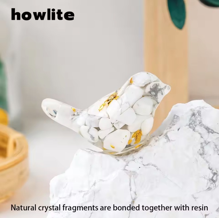 Natural Crystal Resin Amethyst Macadam Little Birdie Christmas Tabletop Decoration Crafts Home Decoration