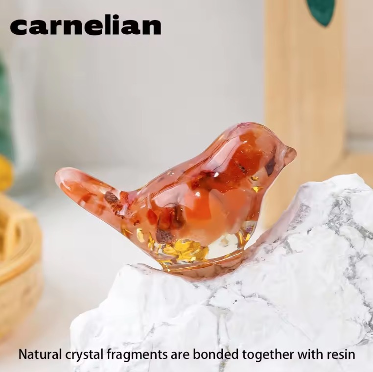 Natural Crystal Resin Amethyst Macadam Little Birdie Christmas Tabletop Decoration Crafts Home Decoration