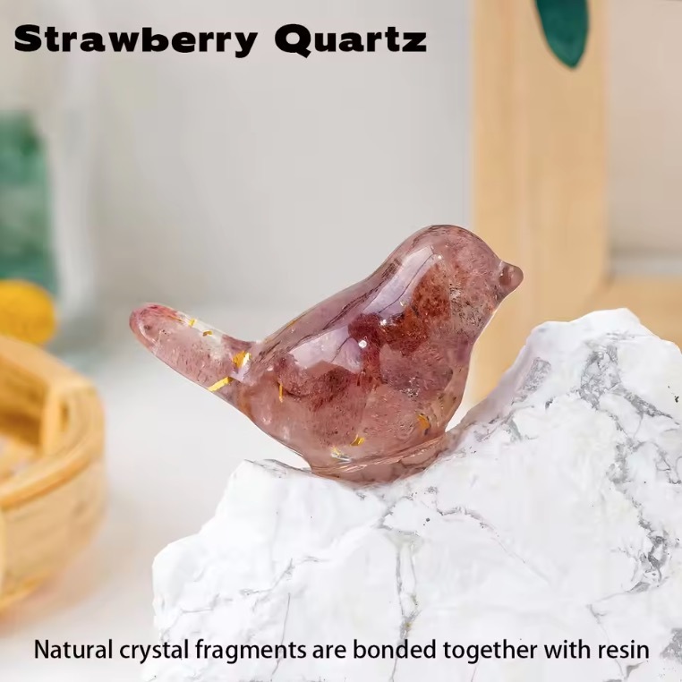 Natural Crystal Resin Amethyst Macadam Little Birdie Christmas Tabletop Decoration Crafts Home Decoration