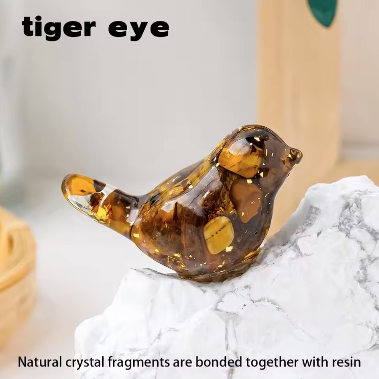 Natural Crystal Resin Amethyst Macadam Little Birdie Christmas Tabletop Decoration Crafts Home Decoration