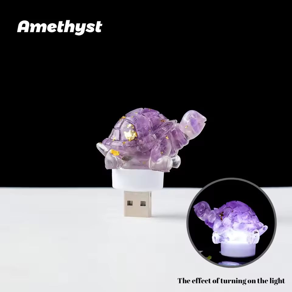 Natural Crystal Turtle Night Aromatherapy Demagnetized Stone Atmosphere Home Decoration Gift