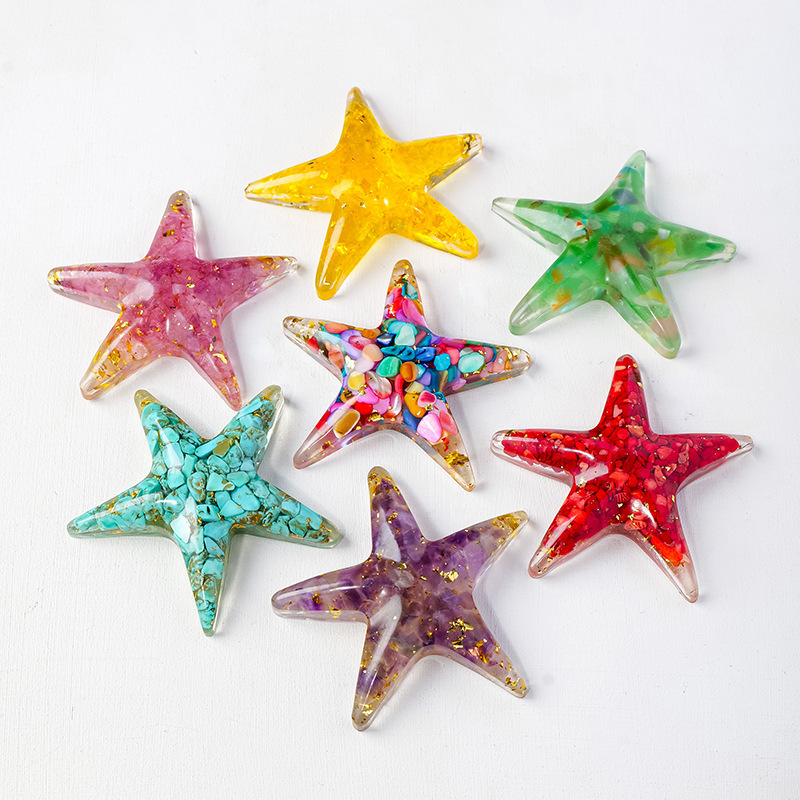 Natural Crystal Resin Macadam Amethyst Rose Quartz Starfish five pointed star Home Holiday Decoration