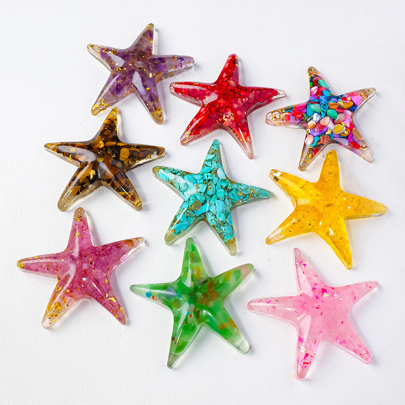 Natural Crystal Resin Macadam Amethyst Rose Quartz Starfish five pointed star Home Holiday Decoration