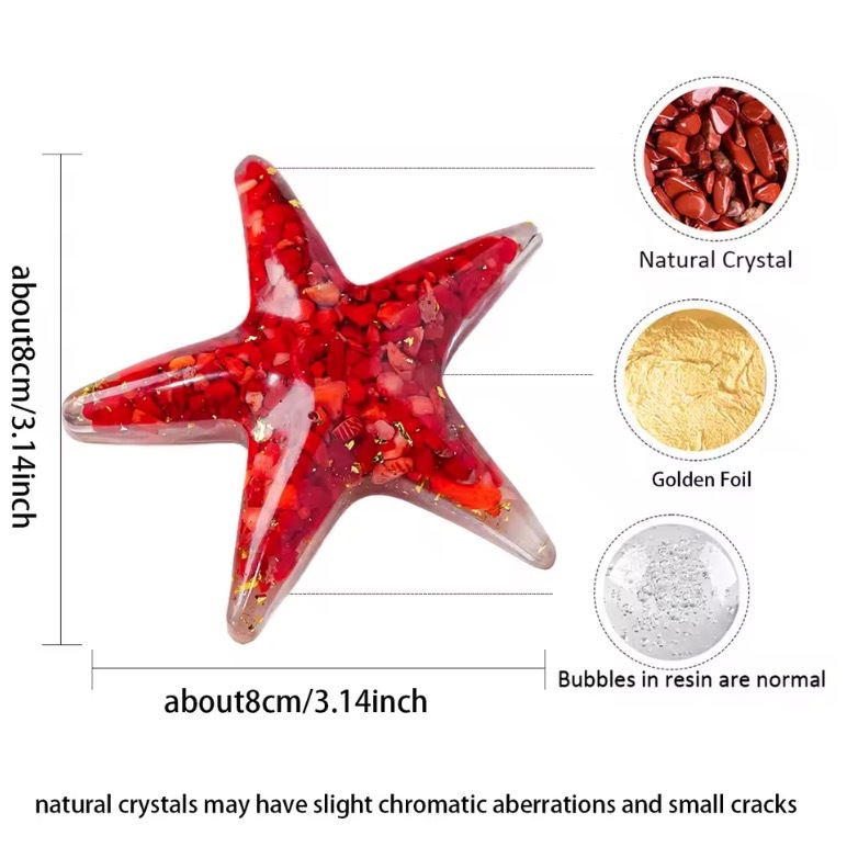 Natural Crystal Resin Macadam Amethyst Rose Quartz Starfish five pointed star Home Holiday Decoration