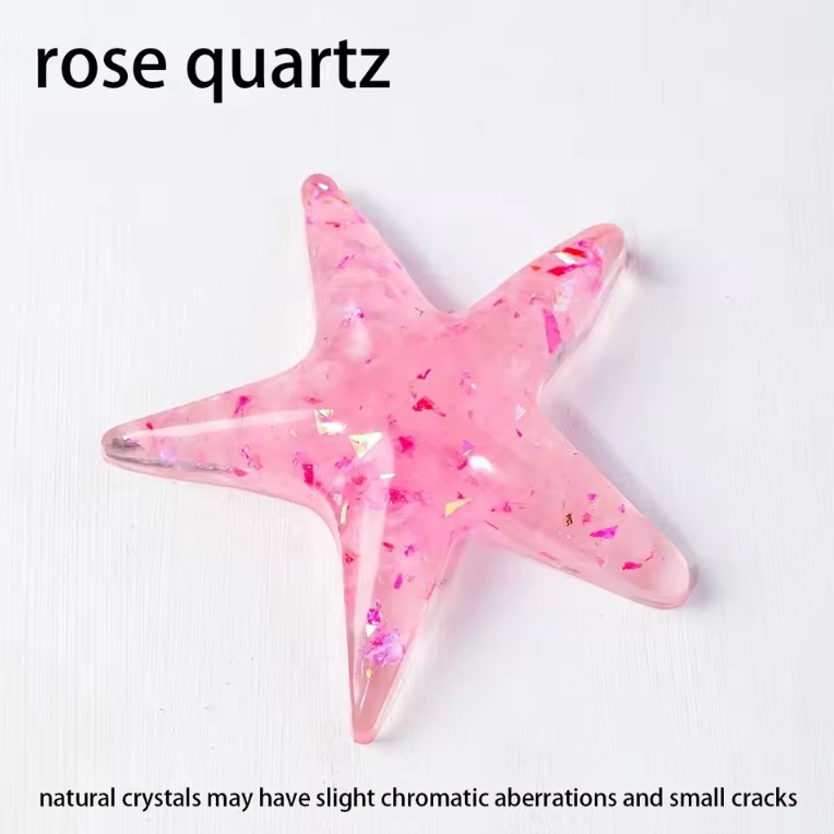 Natural Crystal Resin Macadam Amethyst Rose Quartz Starfish five pointed star Home Holiday Decoration