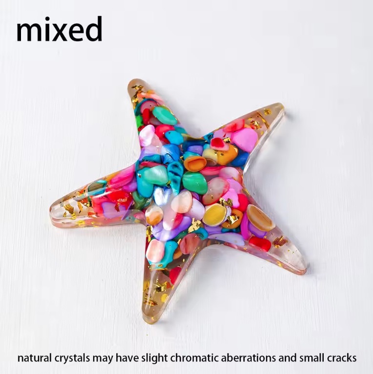 Natural Crystal Resin Macadam Amethyst Rose Quartz Starfish five pointed star Home Holiday Decoration