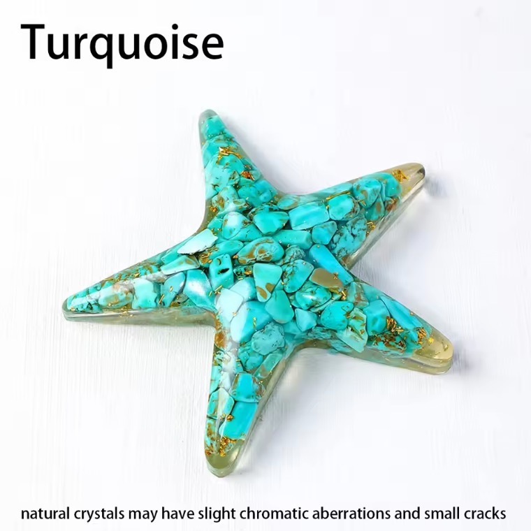 Natural Crystal Resin Macadam Amethyst Rose Quartz Starfish five pointed star Home Holiday Decoration
