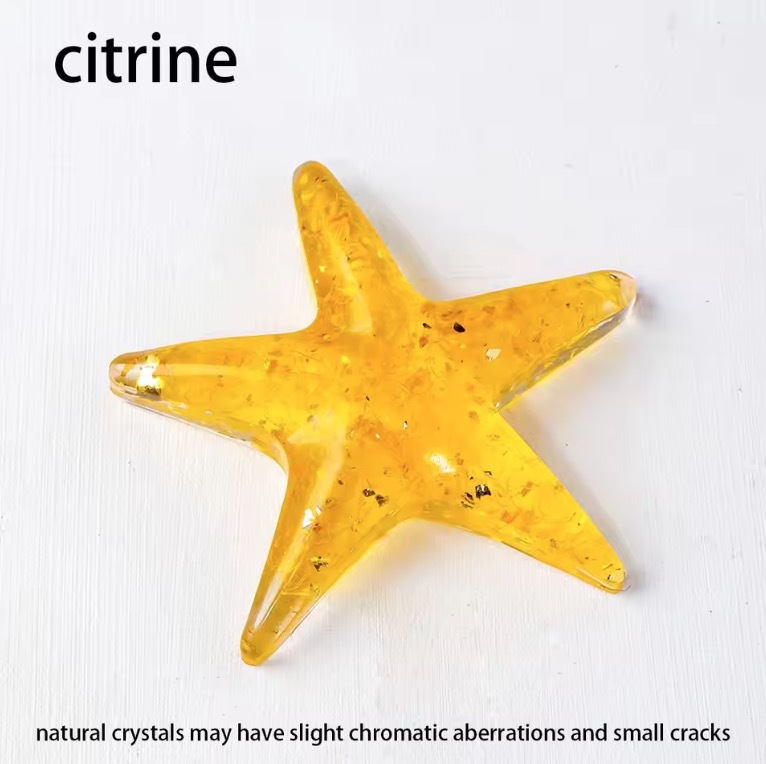 Natural Crystal Resin Macadam Amethyst Rose Quartz Starfish five pointed star Home Holiday Decoration