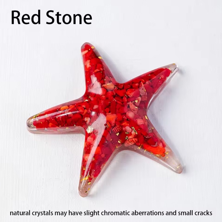 Natural Crystal Resin Macadam Amethyst Rose Quartz Starfish five pointed star Home Holiday Decoration