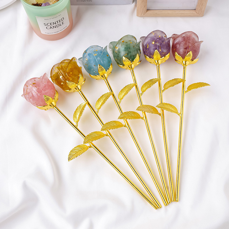 Natural Crystal Drop Glue Resin Crystal Crushed Rose Birthday Gifts For Girls Living Room Decorative Christmas Decoration