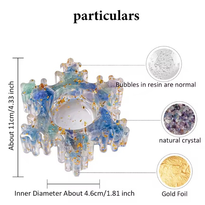 Natural Crystal Resin Macadam Candlestick Snowflake Christmas Decorations Candle Holder Crafts Home Decoration