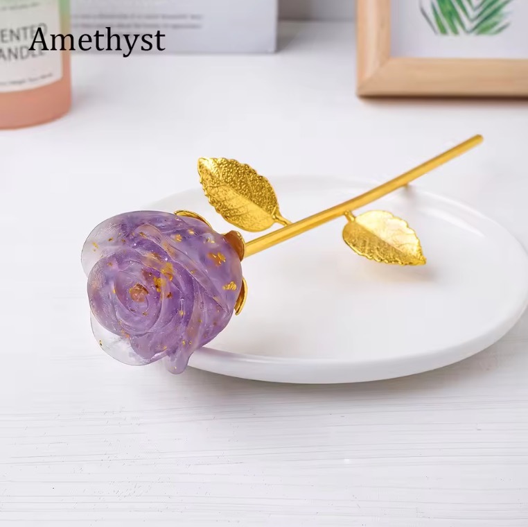 Natural Crystal Drop Glue Resin Crystal Crushed Rose Birthday Gifts For Girls Living Room Decorative Christmas Decoration