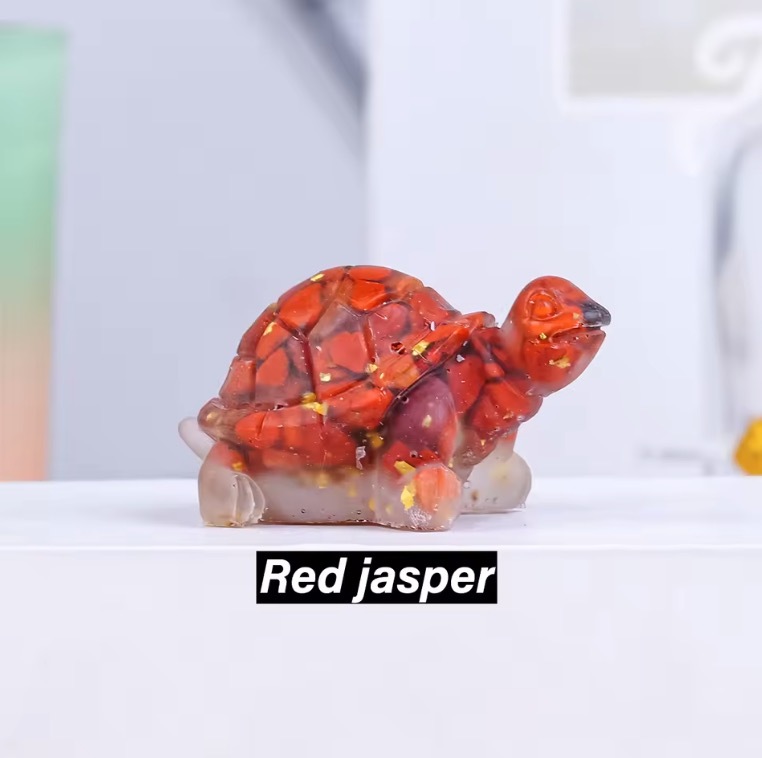 Natural Crystal Stone Turtle Statue Reiki Stone Tortoise Figurine Amulet Fengshui Sculpture for Home Office Decoration