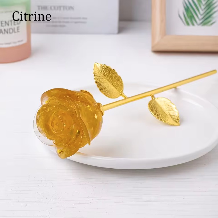 Natural Crystal Drop Glue Resin Crystal Crushed Rose Birthday Gifts For Girls Living Room Decorative Christmas Decoration