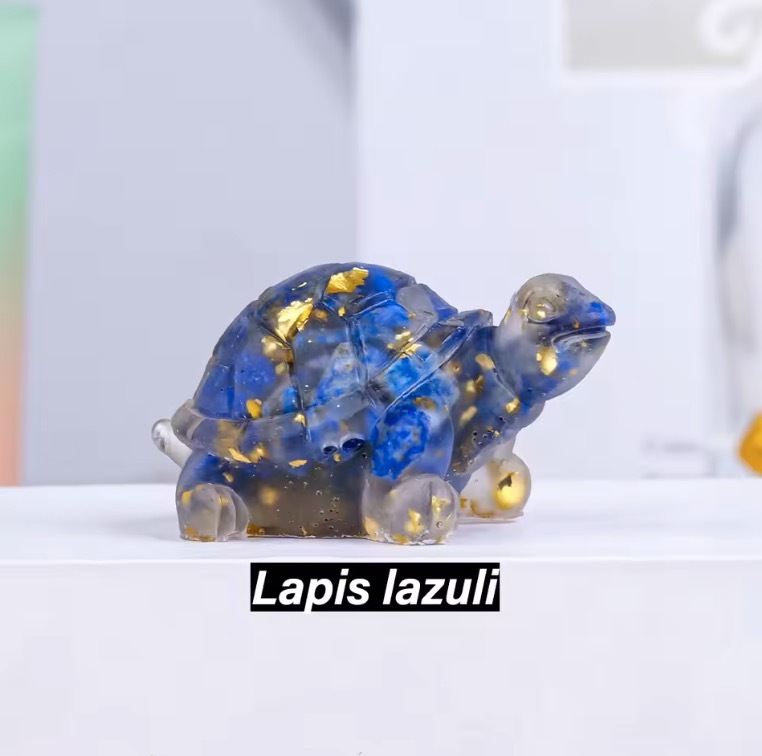 Natural Crystal Stone Turtle Statue Reiki Stone Tortoise Figurine Amulet Fengshui Sculpture for Home Office Decoration
