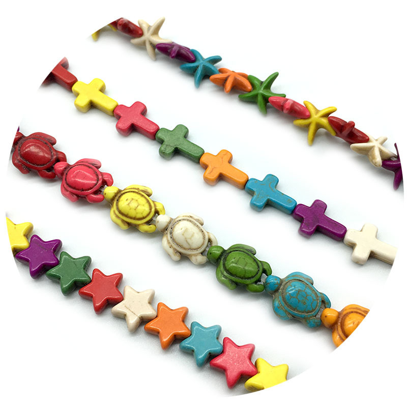 Colorful turquoise cross five-pointed star starfish turtle DIY semi-finished loose beads