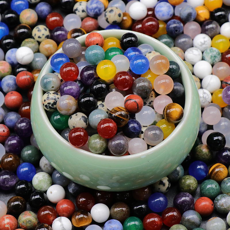 8mm half hole beads natural crystal agate half hole round beads scattered beads DIY