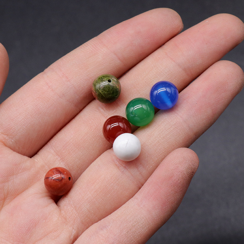 8mm half hole beads natural crystal agate half hole round beads scattered beads DIY