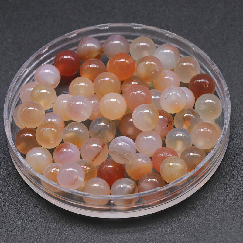 8mm half hole beads natural crystal agate half hole round beads scattered beads DIY