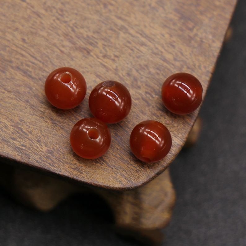 6-14mm red agate large hole round beads scattered beads hole diameter 2-5mm DIY woven jewelry