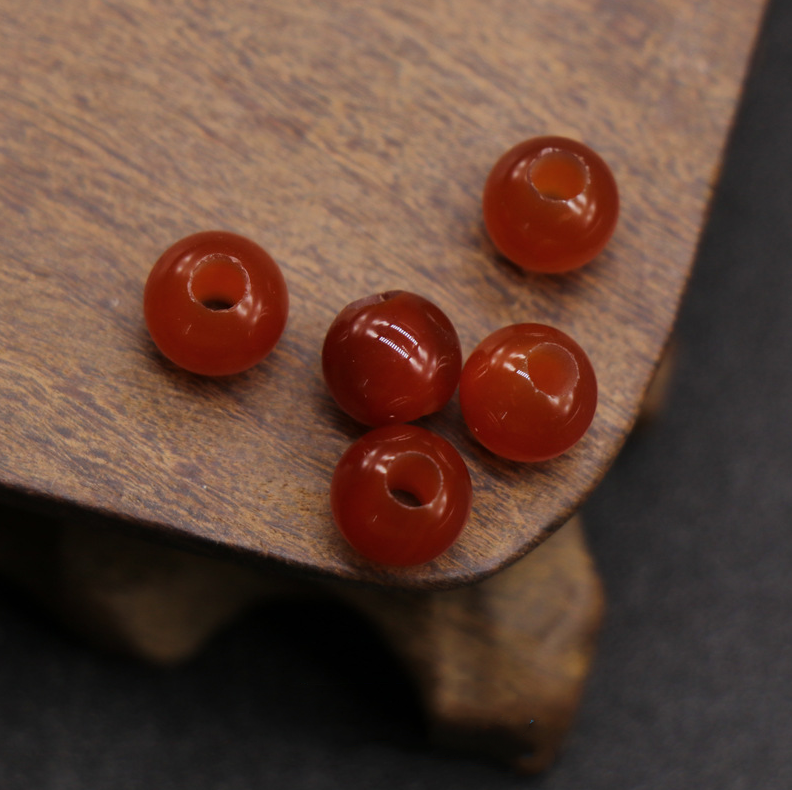 6-14mm red agate large hole round beads scattered beads hole diameter 2-5mm DIY woven jewelry
