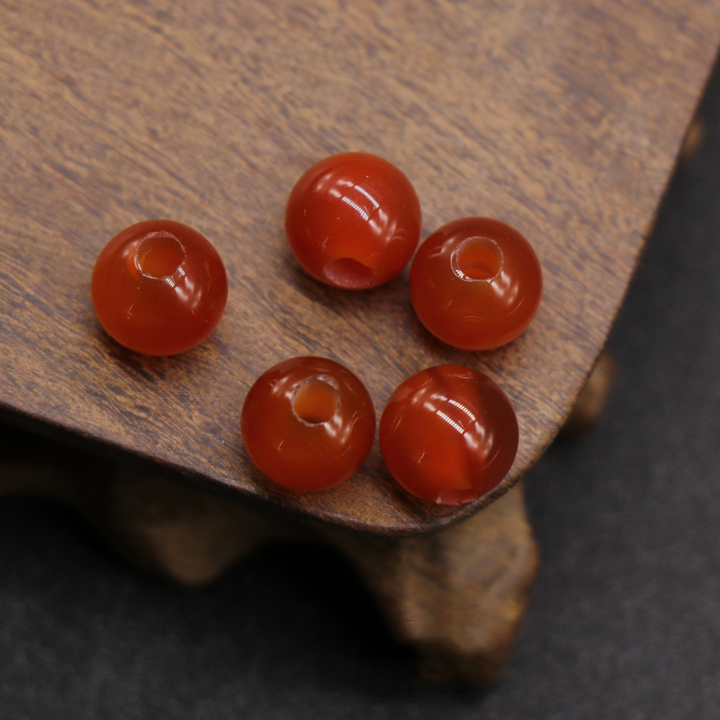 6-14mm red agate large hole round beads scattered beads hole diameter 2-5mm DIY woven jewelry