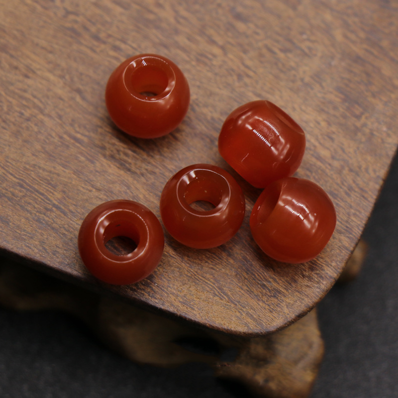 6-14mm red agate large hole round beads scattered beads hole diameter 2-5mm DIY woven jewelry