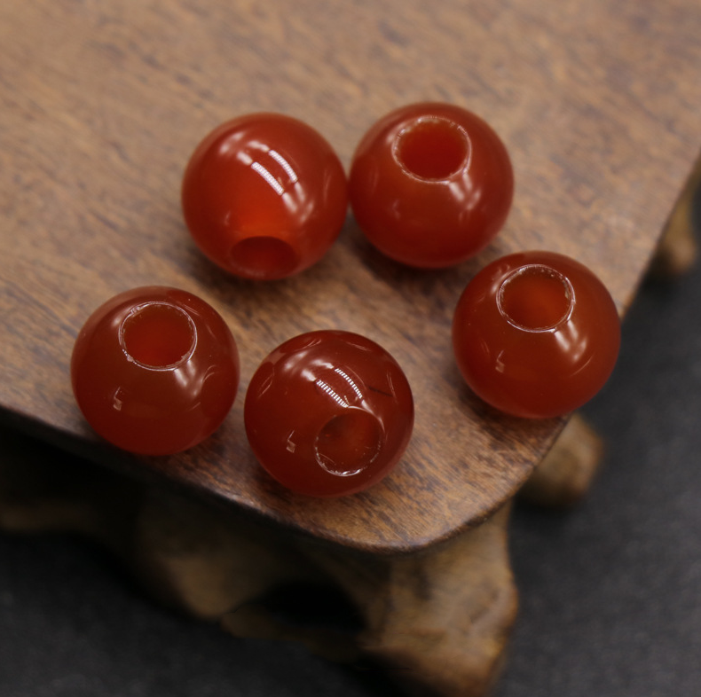 6-14mm red agate large hole round beads scattered beads hole diameter 2-5mm DIY woven jewelry