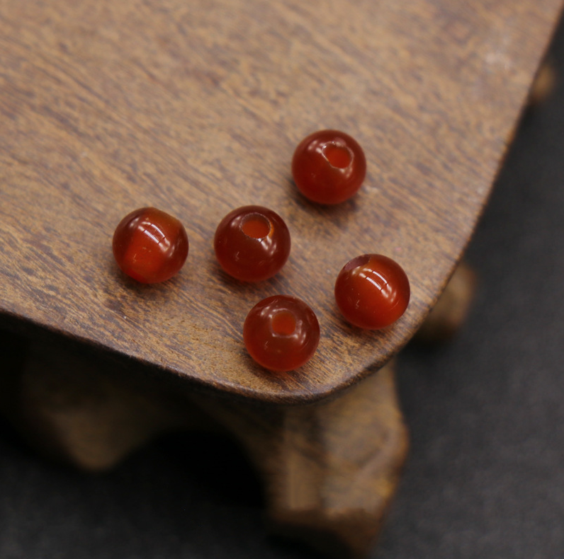 6-14mm red agate large hole round beads scattered beads hole diameter 2-5mm DIY woven jewelry
