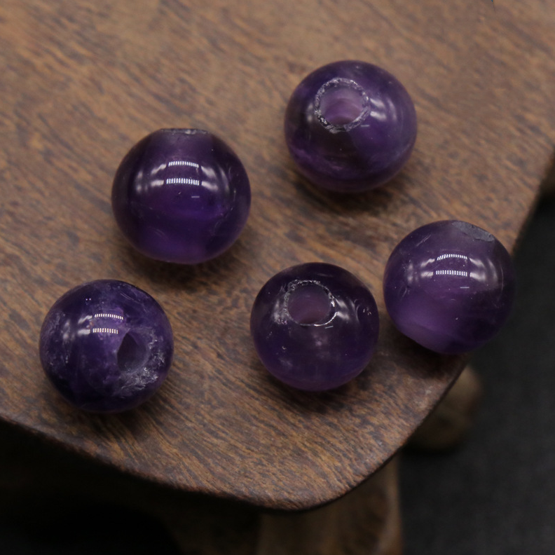 Natural crystal agate jade loose beads 10mm round beads large hole 3mmdiy hand and foot chain beads spacer beads
