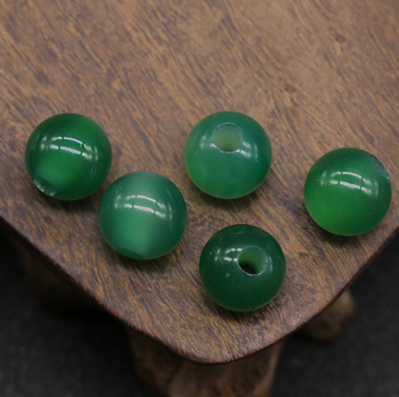 Natural crystal agate jade loose beads 10mm round beads large hole 3mmdiy hand and foot chain beads spacer beads