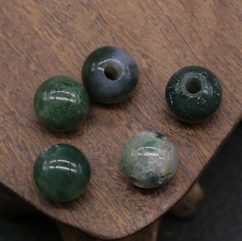 Natural crystal agate jade loose beads 10mm round beads large hole 3mmdiy hand and foot chain beads spacer beads