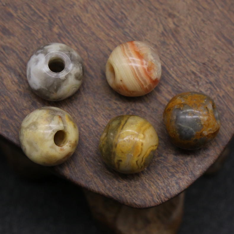 Natural crystal agate jade loose beads 10mm round beads large hole 3mmdiy hand and foot chain beads spacer beads