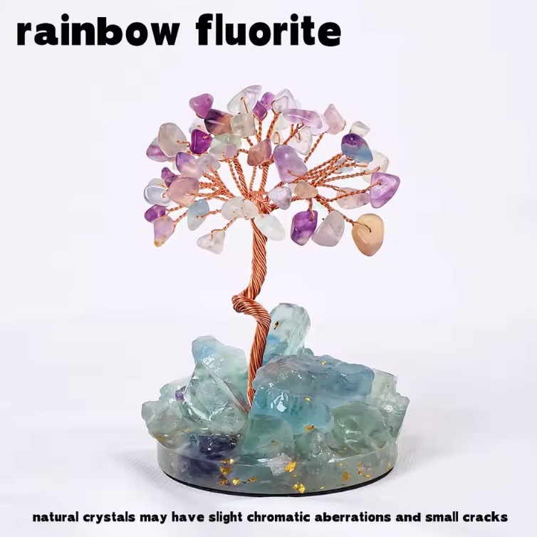 Natural Stones 7 Chakra Healing Crystals Stones Tree Home Office Desk Living Room Feng Shui Decoration for Luck Home Decorat
