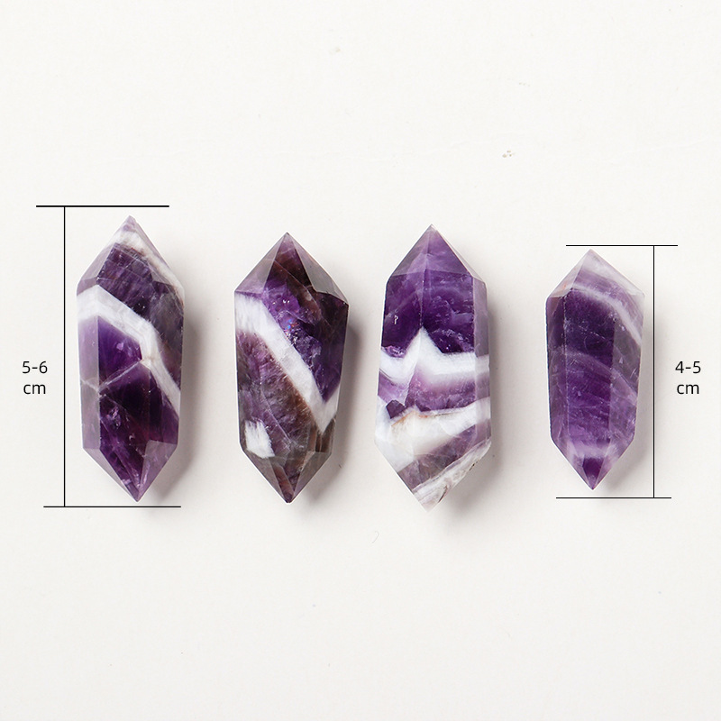 Natural Crystal Amethyst Double Point Wand Healing Quartz Stone Energy Quartz Home Decoration