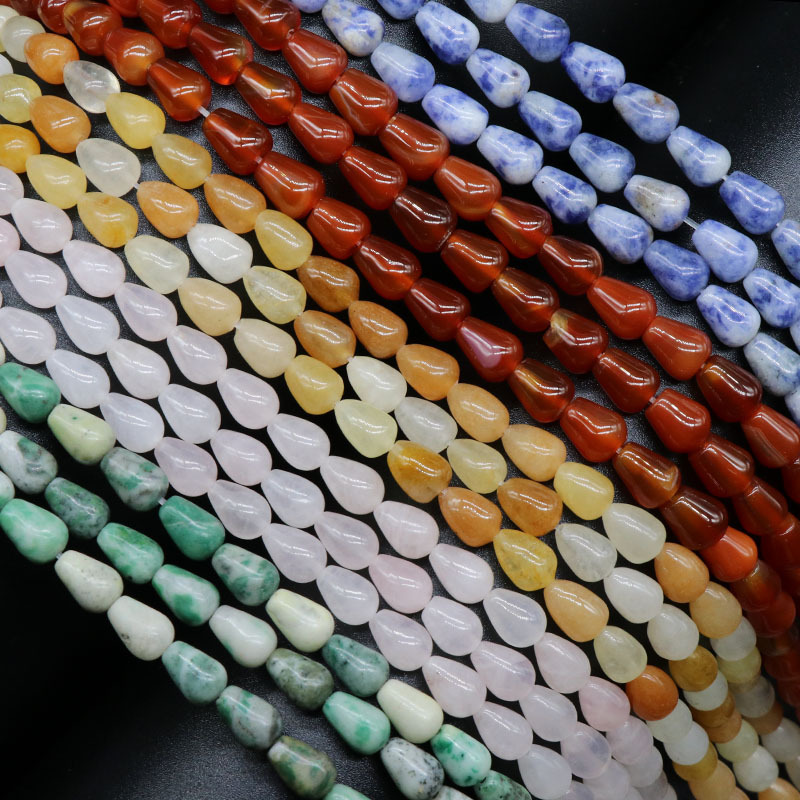 Natural crystal agate semi-precious stone 7*9 water drop beads DIY