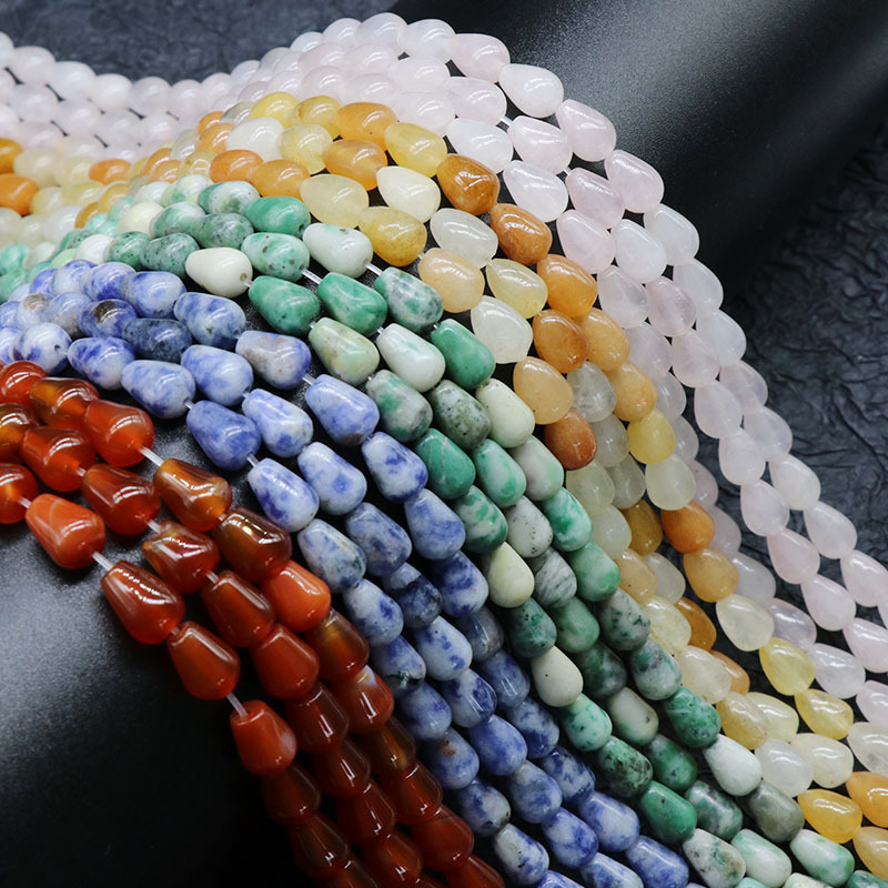 Natural crystal agate semi-precious stone 7*9 water drop beads DIY