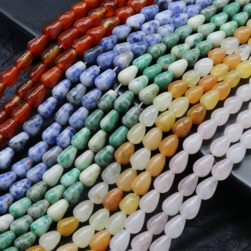 Natural crystal agate semi-precious stone 7*9 water drop beads DIY