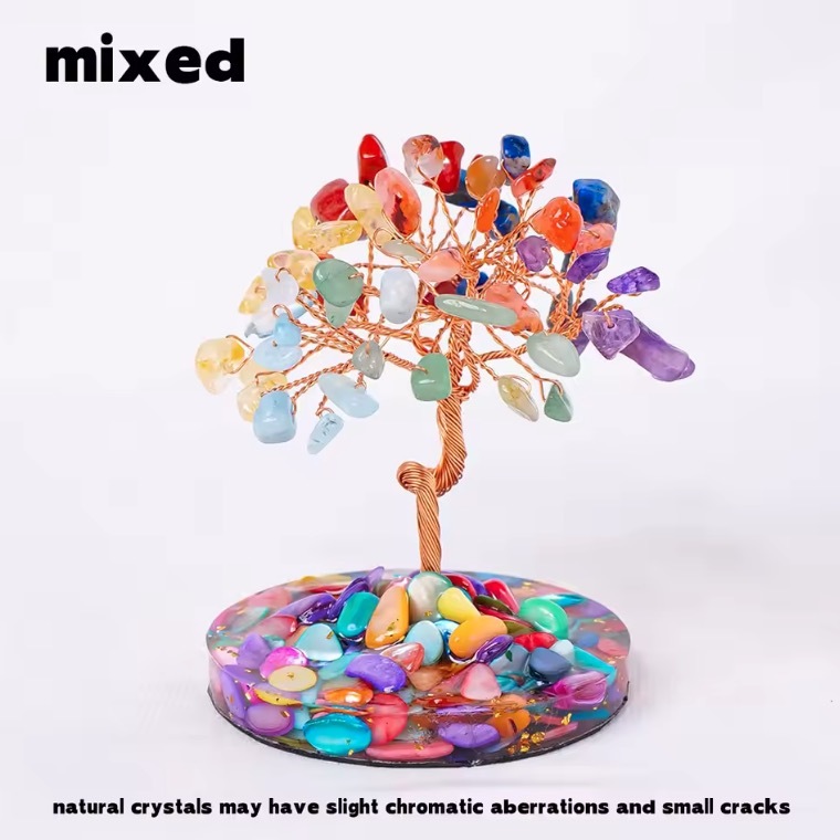 Natural Stones 7 Chakra Healing Crystals Stones Tree Home Office Desk Living Room Feng Shui Decoration for Luck Home Decorat