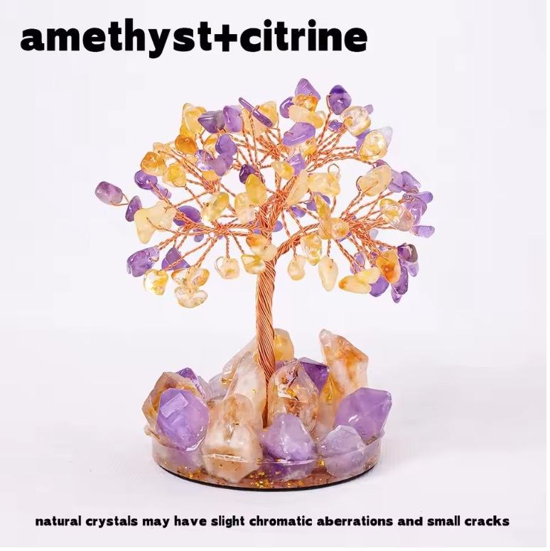 Natural Stones 7 Chakra Healing Crystals Stones Tree Home Office Desk Living Room Feng Shui Decoration for Luck Home Decorat