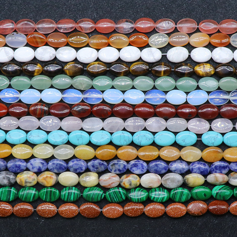 Agate crystal semi-precious stone 10*14mm oval egg-shaped beads DIY