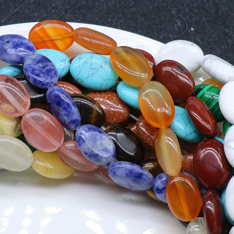 Agate crystal semi-precious stone 10*14mm oval egg-shaped beads DIY