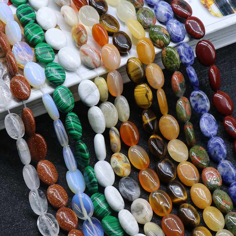 Agate crystal semi-precious stone 10*14mm oval egg-shaped beads DIY