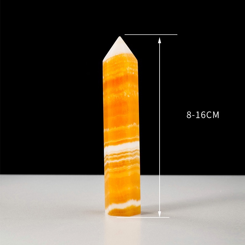 Natural calcite hexagonal single pointed column home office desk decoration