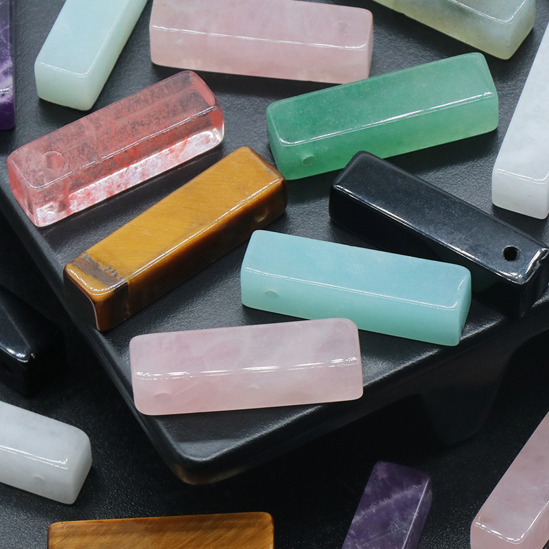 Natural rectangular pendant three-dimensional square necklace pendant DIY stone pendant jewelry