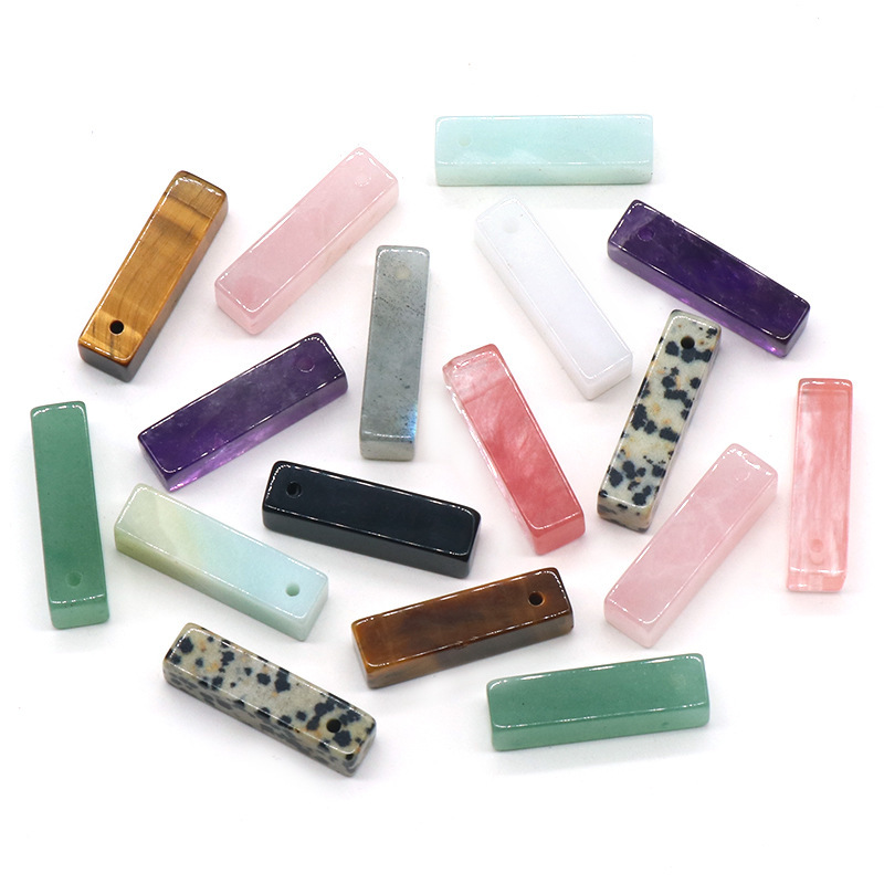 Natural rectangular pendant three-dimensional square necklace pendant DIY stone pendant jewelry