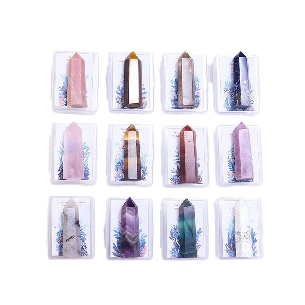 Natural crystal twelve constellations six-sided single-pointed crystal column
